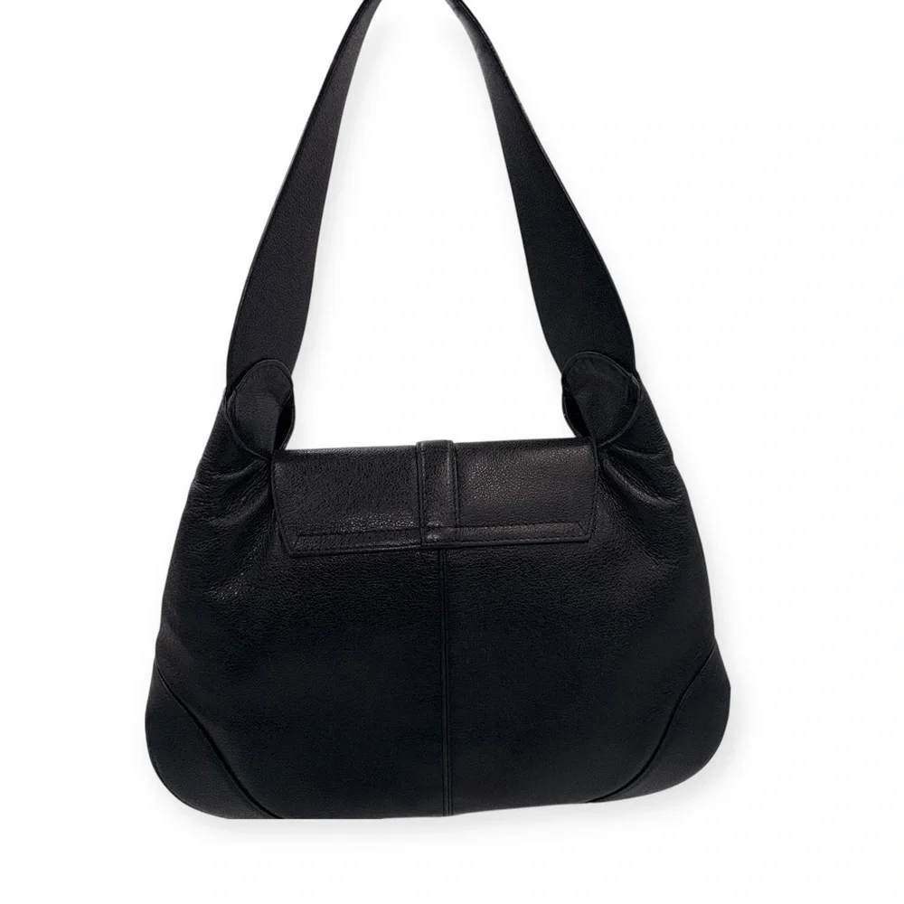 Vintage Bvlgari Catherine Black Pebbled Leather Shoulder Bag